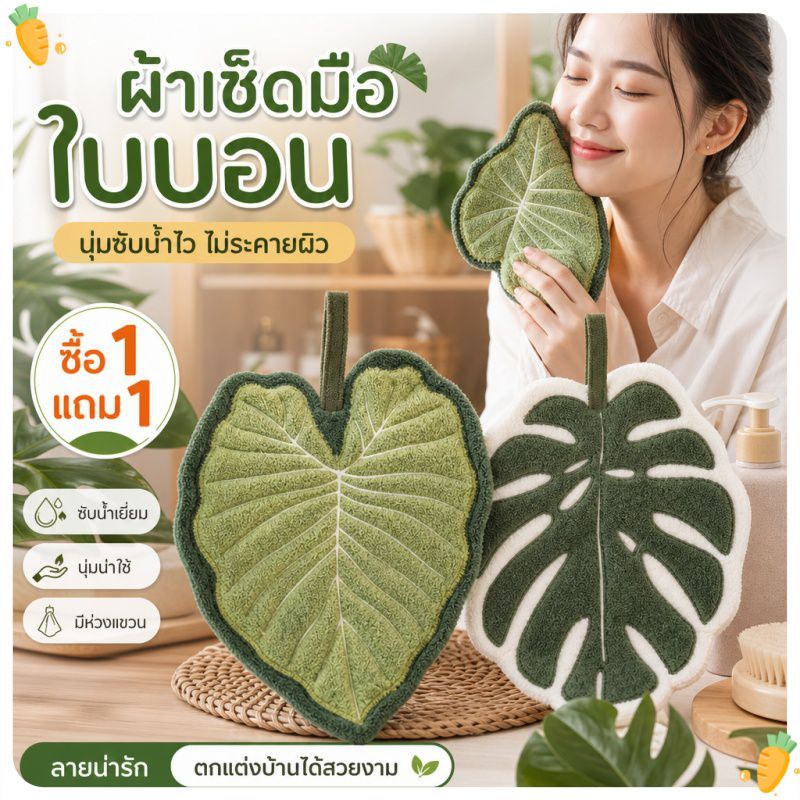 ผ้าเช็ดมือแขวน แขวนได้ ผ้าคอรัลเฟอร์หนา ดูดซับน้ำเร็ว สำหรับห้องครัว ห้องน้ำ Hand Towel