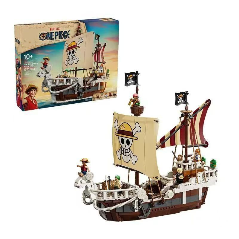 บล็อกตัวต่อที่เข้ากันได้ One Piece Series 75639 Merry Luffy Pirate Ship Boy Matching Toys