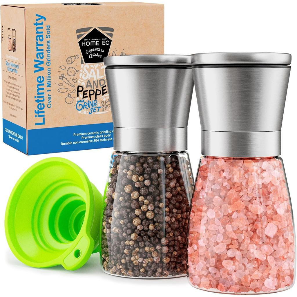 HomeECOriginalStainlessSteelSeaSaltandPepperGrinderSetof2-ปรับเซรามิก-แก้วSaltandPepperShakers-Kitch