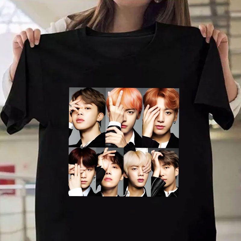 Kpop BTS ARMY BT21 สมาชิกทั้งหมดเสื้อยืดผู้ชายและผู้หญิงสั้น BTS เสื้อยืดเด็กผู้หญิง Jungkook Jin Su