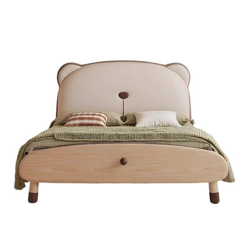 Children's Bed Solid Wood Boys' Bed Children's Room Small Apartment Soft Pack Girls' Single Solid Wo