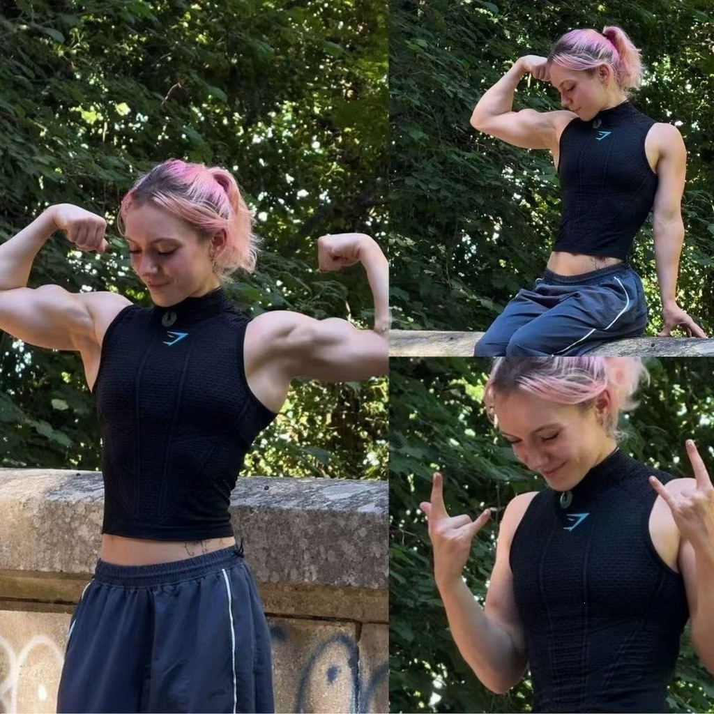 GYMSHARK ONYX V1 เสื้อกั๊กสุภาพสตรีกีฬาฟิตเนสแน่นยืดรอบคอชุดฝึกซ้อม