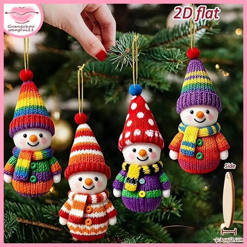 [GZ] 12 ชิ้นไม้ Snowman เครื่องประดับต้นคริสต์มาส 2D แบนแขวนจี้สําหรับวันหยุดคริสต์มาสตกแต่งบ้าน TH