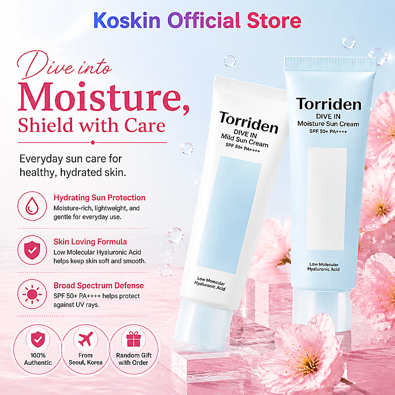 Torriden Gentle Hydrating Sunscreen SPF50+ PA++++ 60ml Non-Greasy Non-Sticky Skincare ส่งจากโซล เกาห