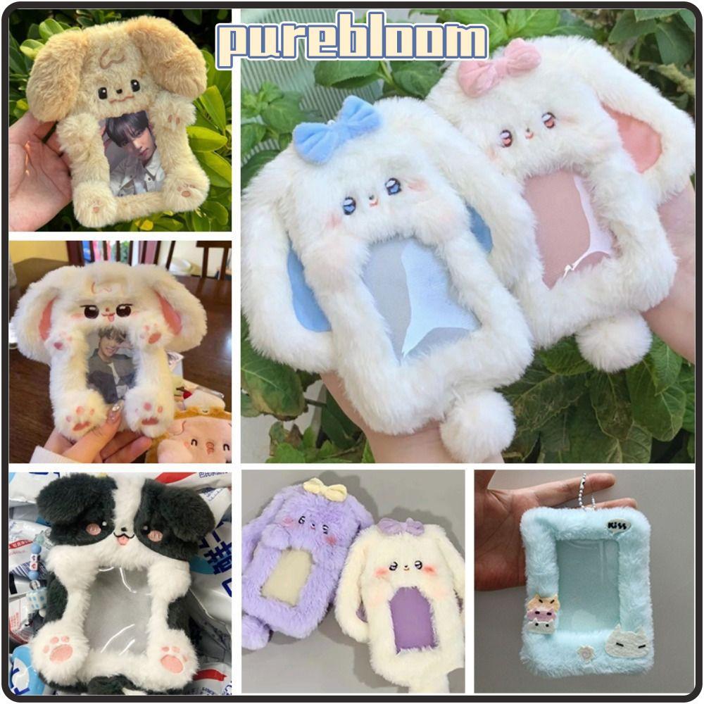 PUREBLOOM0 Photocard ,มัลติฟังก์ชั่กระต่าย/สุนัข/แมวผู้ถือบัตรภาพ,การ์ตูนกระต่ายหูใหญ่กระต่าย/ชายแดน