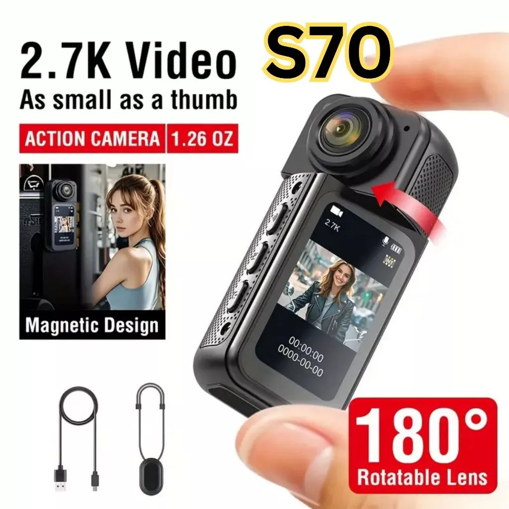 CaMera Store S70 Action Camera, กล้องแอคชั่น 2.7K, วิดีโอดิจิตอล \30M กันน้ํา, เชื่อมต่อ WiFi B-รับป