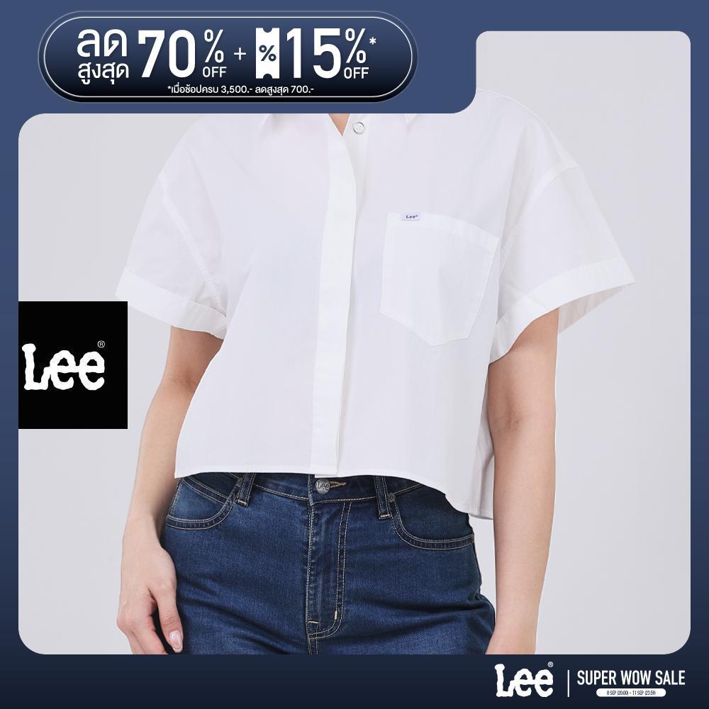LEE เสื้อเชิ้ตแขนสั้นผู้หญิง คอลเลคชั่น Denim Obsession รุ่น LE F325WSHSN33 สีขาว