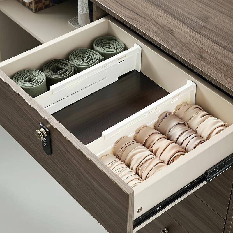 [GZ] ลิ้นชักแบบปรับได้ Divider Storage Organizer 2/4 ชิ้นพลาสติกขยายได้ไม่มีการเจาะสําหรับห้องครัวห้