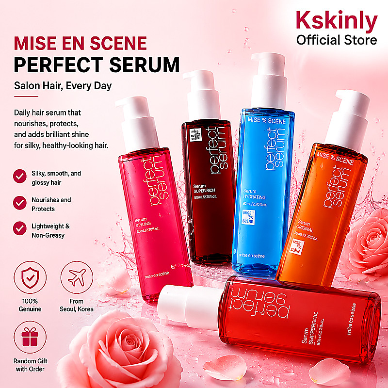 Mise En Scene Rose Hair Oil Serum พร้อมกรดไฮยาลูโรนิกป้องกันความร้อนผมชี้ฟู ผลิตภัณฑ์เกาหลีแท้ 100%