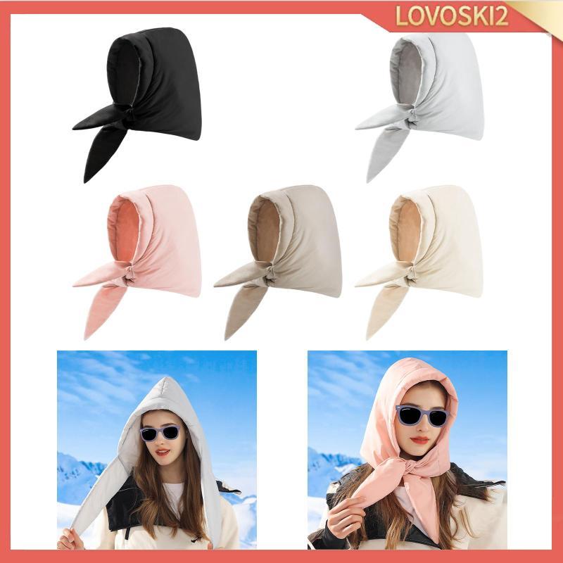 [Lovoski2] ผ้าพันคอคลุมด้วยผ้าหมวกผ้าพันคอผ้าคลุมไหล่คออุ่นโพลีเอสเตอร์นุ่มลงผสมผ้านวมความอบอุ่นกันล