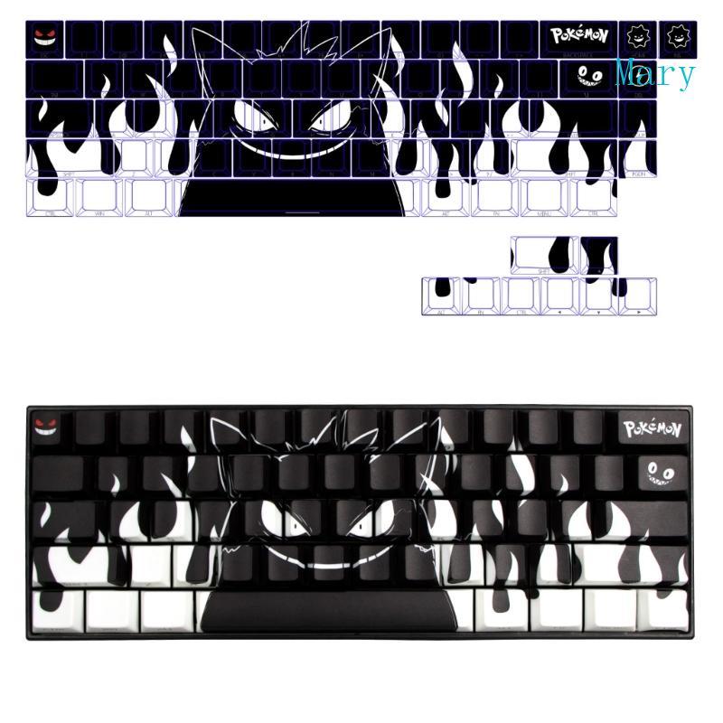 Mary 140 74 ชิ้น Pokemons Gengar Keycap Original Profile พิมพ์ด้านข้าง Keycap สําหรับ 60 74 108