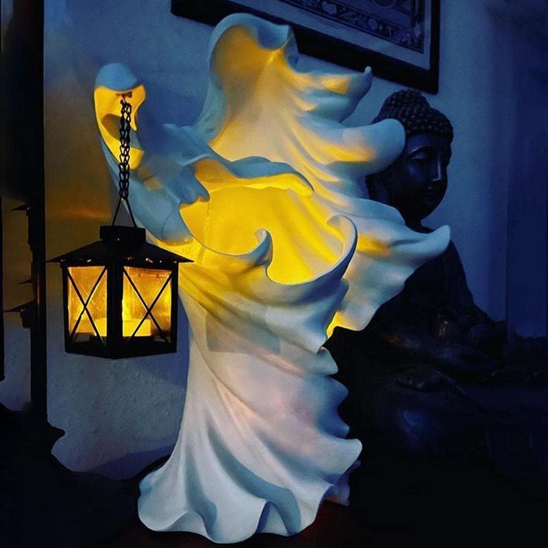 7.87 "Ghost Lantern Cracker Ghost รูปปั้น Garden Yard Home Party ตกแต่งฮาโลวีน (Ghost)
