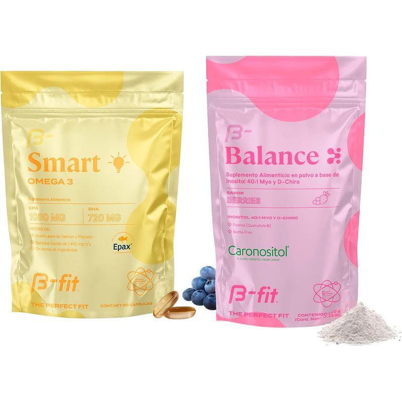 B-FIT B Inositol Balance + Omega 3 Bundle – Myo-Inositol &Amp; D-Chiro 40:1 พร้อมกรดโฟลิก – ผงรสเบอร