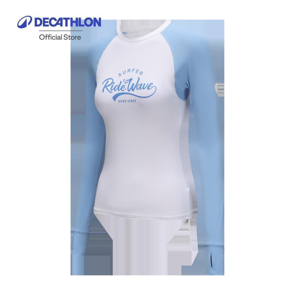 Decathlon Surfing Women'S Uv Top Slim Fit เสื้อโต้คลื่นกันยูวีผู้หญิงทรงกระชับสัมผัสเย็นฟองน้ำเสริมในตัว