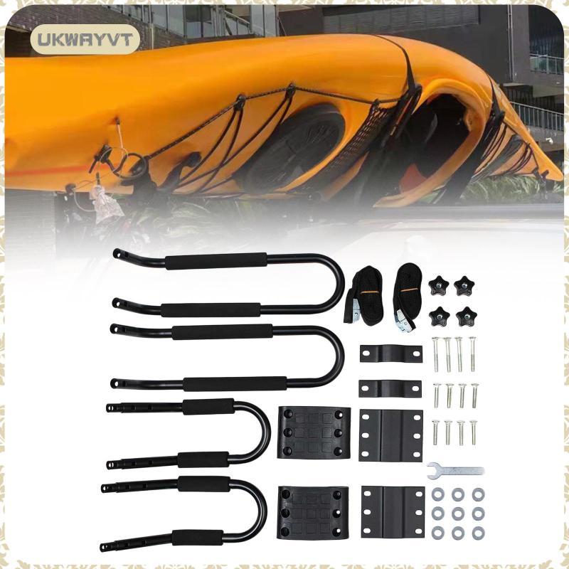[ukwryvt] Kayak Roof Rack Iron J Bar Carrier Holder สีดําประสิทธิภาพสูงขนส่งยานพาหนะสําหรับผจญภัยกลา