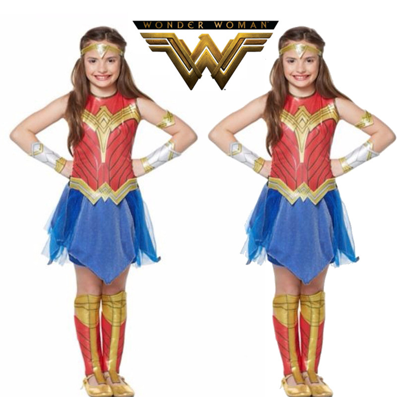 ใหม่เด็กภาพยนตร์รุ่น Wonder Woman เครื่องแต่งกายฮาโลวีน Marvel Heroine Wonder Woman cos