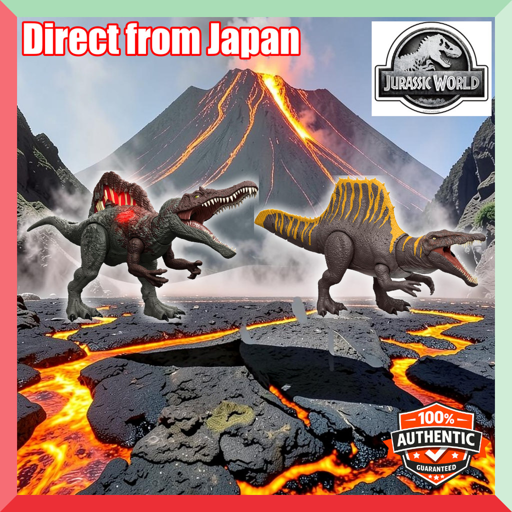Jurassic World จูราสสิคเวิลด์ แมทเทล ฟิกเกอร์ไดโนเสาร์ สไปโนซอรัสที่มีแสงและเสียง รุ่นดาเมจ! ขนาดประมาณ 55 ซม. สำหรับเด็ก อายุ 4 ปีขึ้นไป สีเขียว รุ่น HXF62【Delist】【Direct from Japan】