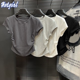 Hotgirl พร้อมส่ง เสื้อยืดผู้หญิง เสื้อแฟชั่น ผ้ายืดรูปทรงสวย…