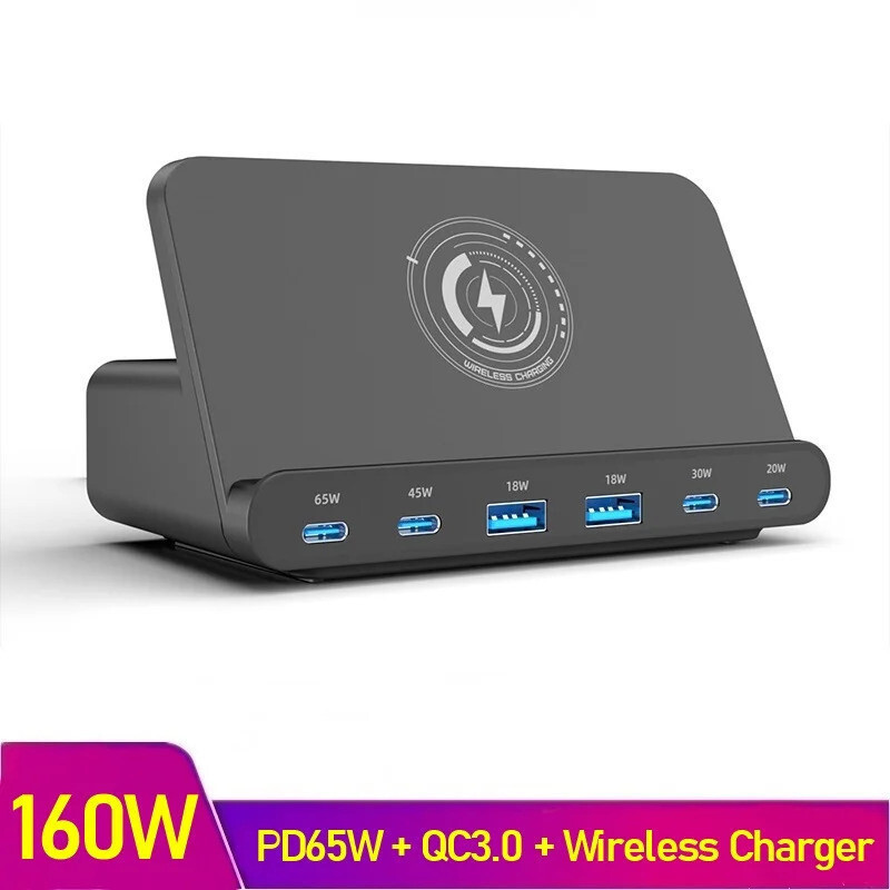160W Multi Charger Stand PD 65W USB Type C QC3.0 สถานีชาร์จสําหรับแล็ปท็อป 15 14 Pro Max Samsung Car