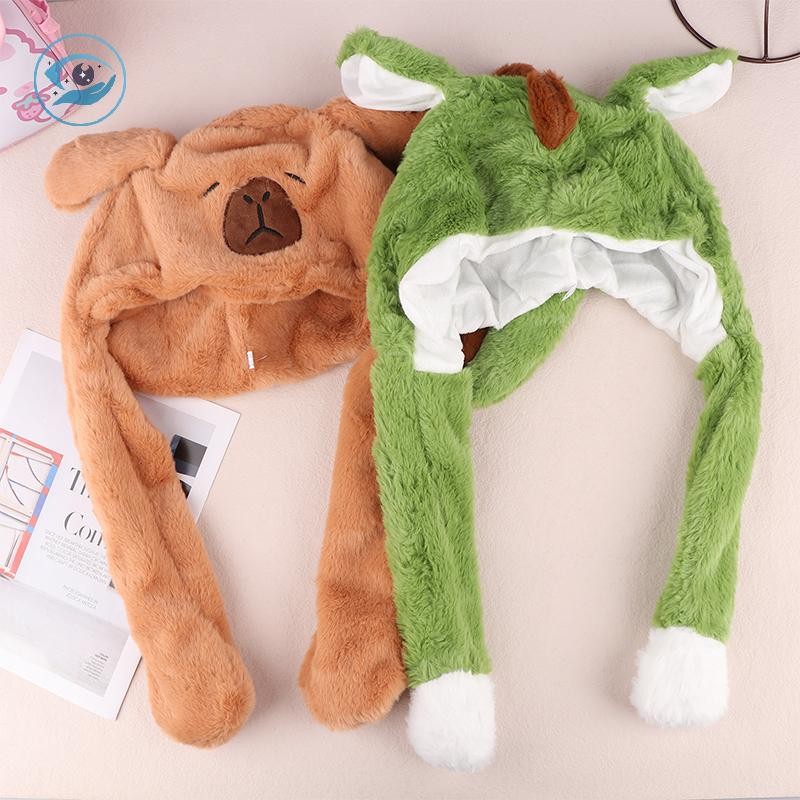 [Smw] ไดโนเสาร์หูย้ายหมวก Capibara หูตุ๊กตาย้ายกระโดดขึ้นแต่งตัวหมวกหมวกอบอุ่นคอสเพลย์ปาร์ตี้สําหรับ