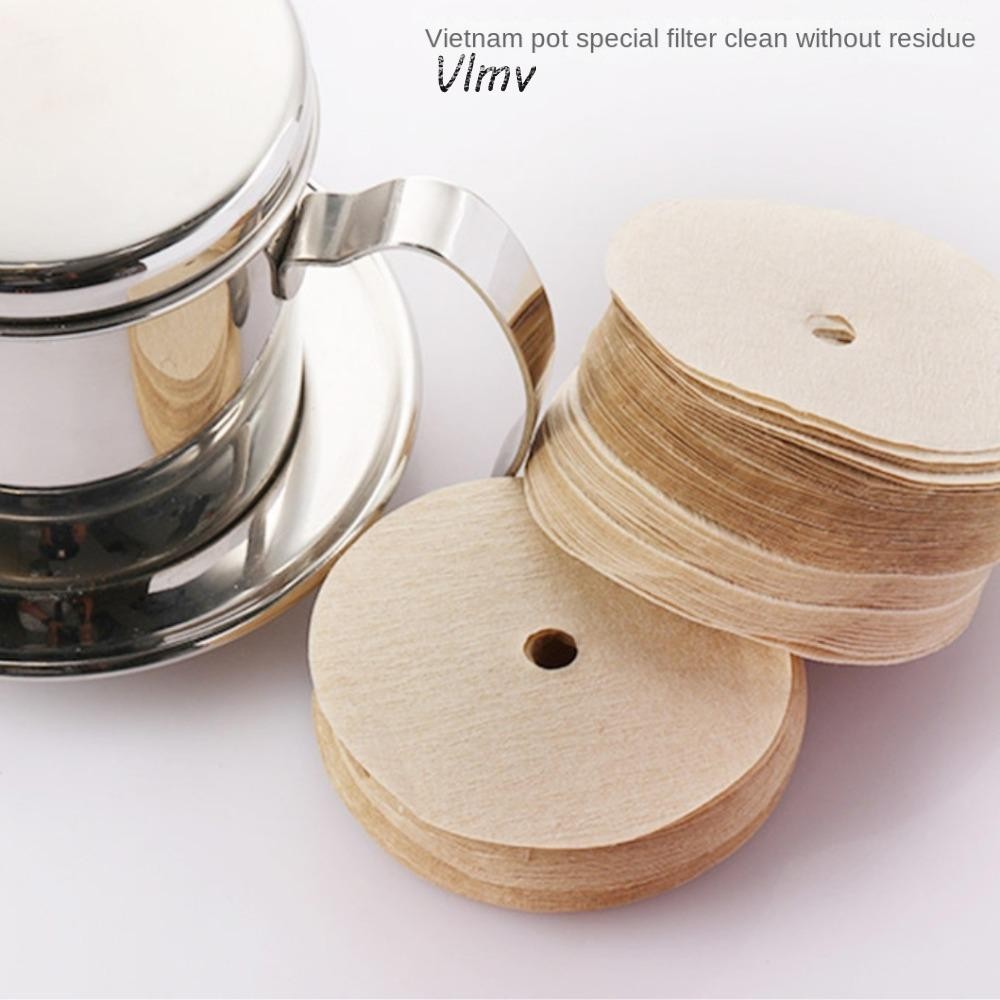 VLMV 400PCS ตัวกรองกาแฟ Percolator ไม่ฟอกขาว,กระดาษ 3.75 นิ้วกรองกาแฟแบบใช้แล้วทิ้ง,พร้อมรูรอบสีธรรม