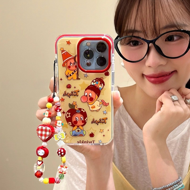 สําหรับ IPhone 17 16 15 14 13 12 11 Pro Max X XR XS Max 7 8 Plus น่ารัก Labubu Star การ์ตูนน้อยสร้อยข้อมือเคสโทรศัพท์ปกอ่อน