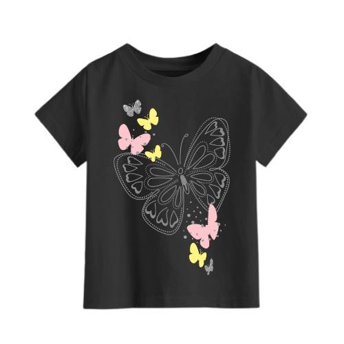 เสื้อยืดเด็กผู้หญิง 2-16 Years Old with Butterfly Motif