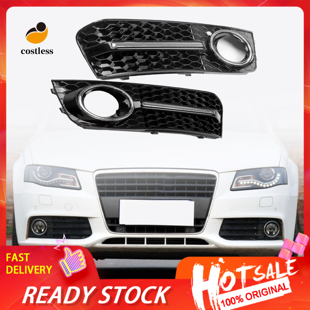 L/R ตะแกรงไฟตัดหมอกแบบรังผึ้งพร้อมแถบสว่าง 8KD807681ค 8เคดี807682C สําหรับ Audi A4 B8 09-12/S4