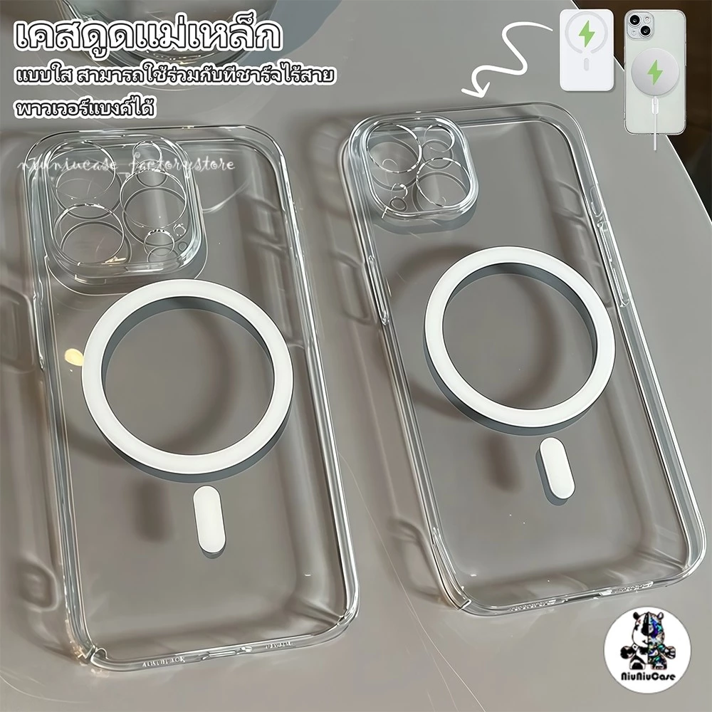 TPU เคส For iPhone 11 12 13 14 15 16 Pro Max X XS Max XR 15 16 7 8 Plus ใสเคสโทรศัพท์มือถือ เคสโทรศัพท์แม่เหล็กสําหรับ