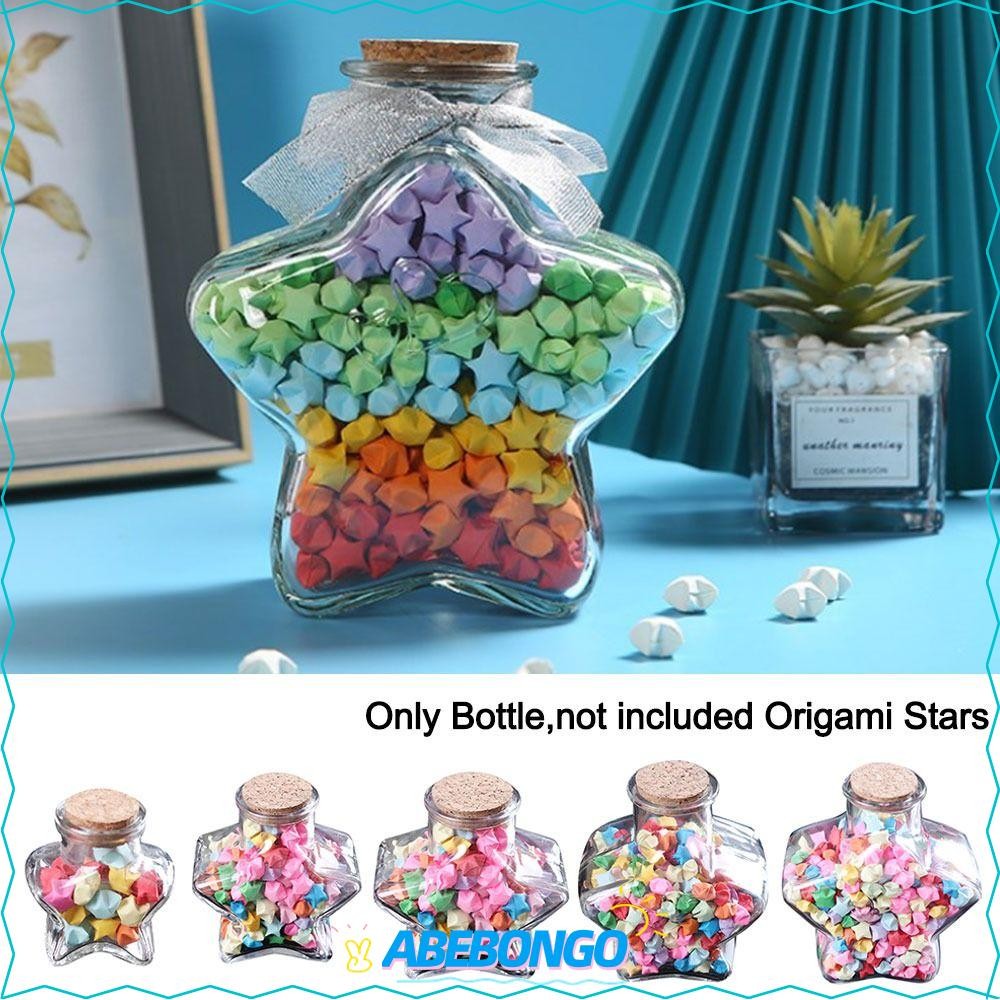 ABEBONGO Wishing Bottle, Craft Origami Stars Glass Bottle, DIY Stars Shape Pentagram Storage Bottle 