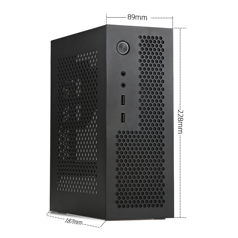SKTC A09 คอมพิวเตอร์เดสก์ท็อป HTPC สีดํากรณีธุรกิจภายใต้แหล่งจ่ายไฟ 1u ITX Mini กรณีหลักขนาดเล็ก