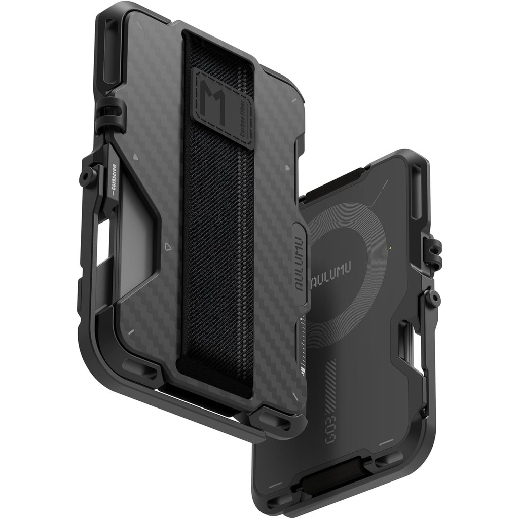 Aulumu G03 เคสการ์ดคาร์บอนไฟเบอร์มัลติฟังก์ชันพร้อมขาตั้งปลับได้ สำหรับ iPhone 12/13/14/15/16/17 เก็