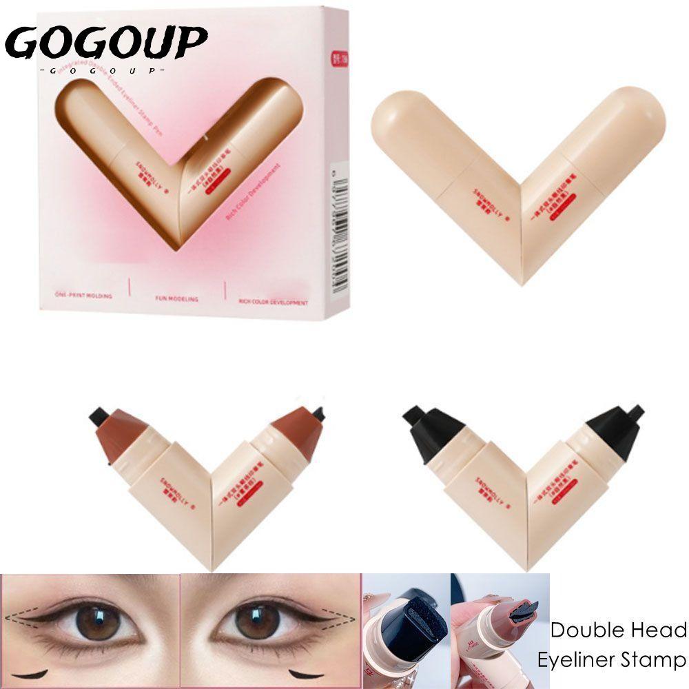 GOGOUP Eyeliner Stamp, Waterproof Quick Dry Eye Liner Stamp, สีดําแบบพกพาใช้งานง่าย Eyeliner Stamp P