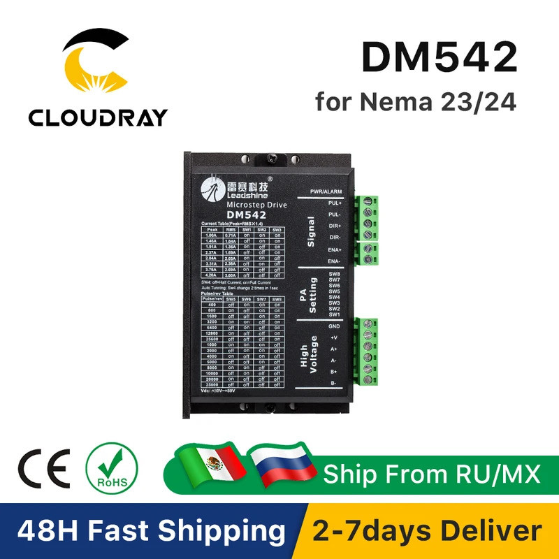 Leadshine DM542 2 เฟส Stepper Driver 20-50VDC 1.0-4.2A สําหรับ NEMA17 NEMA23 Stepper Motor Controlle