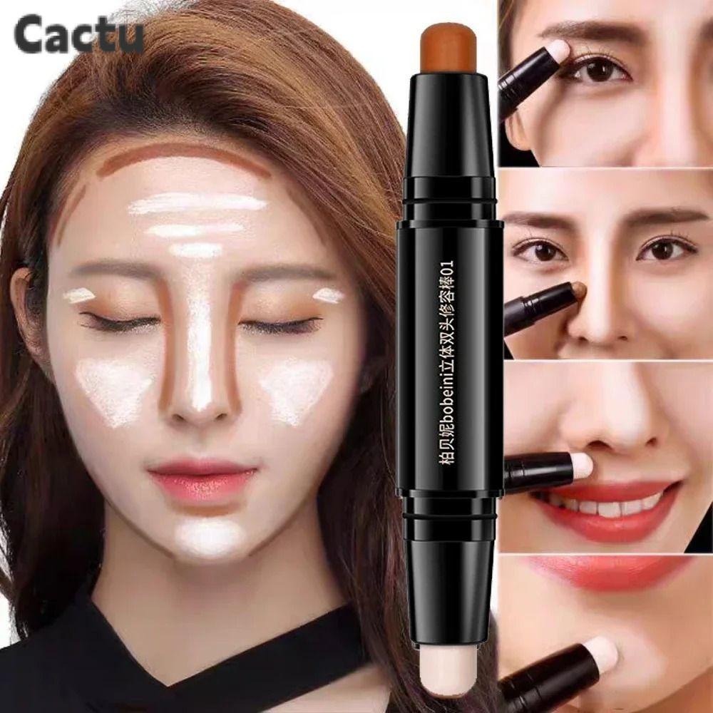 ปากกาคอนซีลเลอร์ CACTU แต่งหน้าใบหน้าสองหัว V Face Contouring Stick, 2-in-1 Long Lasting Face Bright