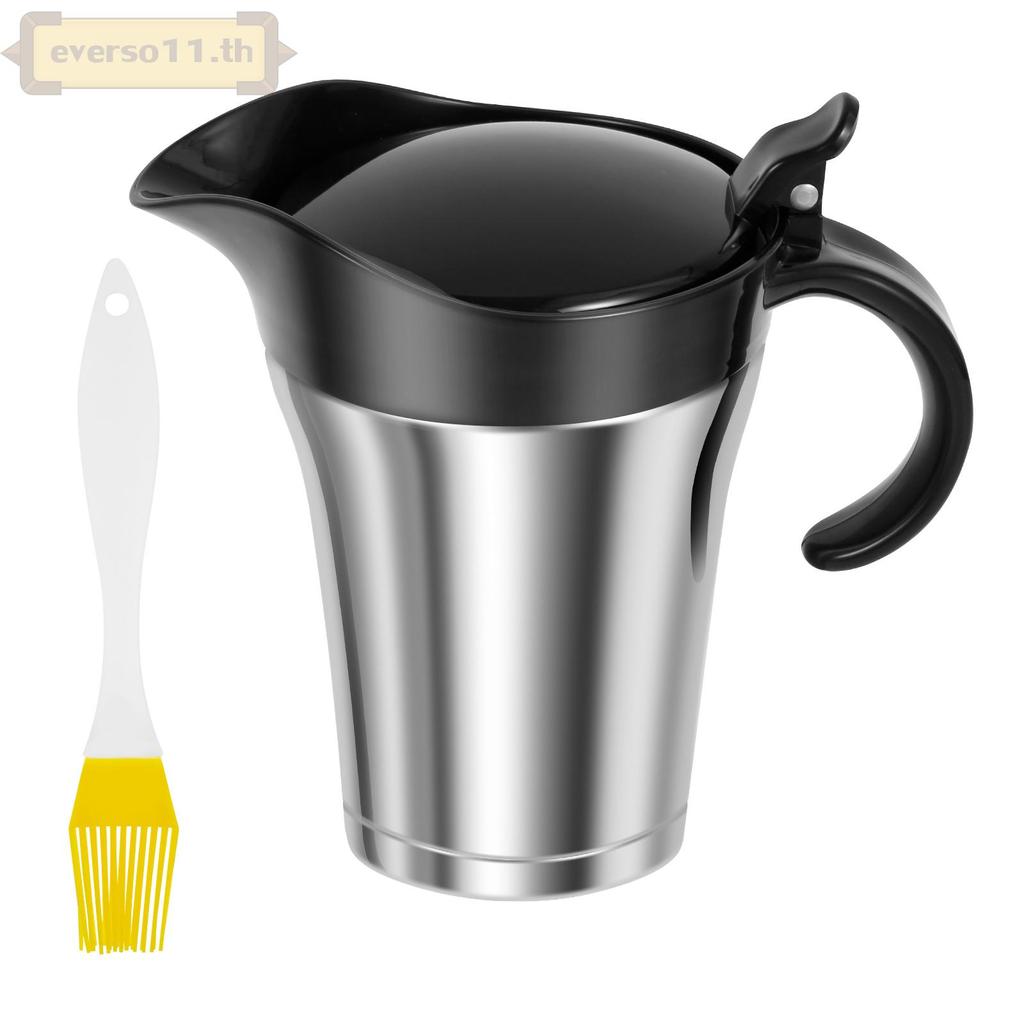 Double Insulated Gravy เรือสแตนเลส Gravy อุ่นเหยือก 750ml ความจุ Gravy เหยือกพร้อมฝาปิดบานพับสําหรับ