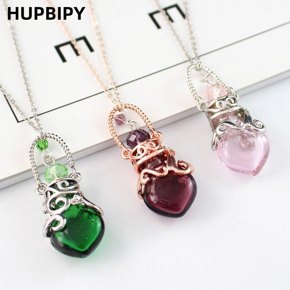 HUPBIPY สร้อยคอ Vial น้ําหอม, แก้ว Vial หลากสี Wishing Bottle จี้, Creative Openable Essential Oil D