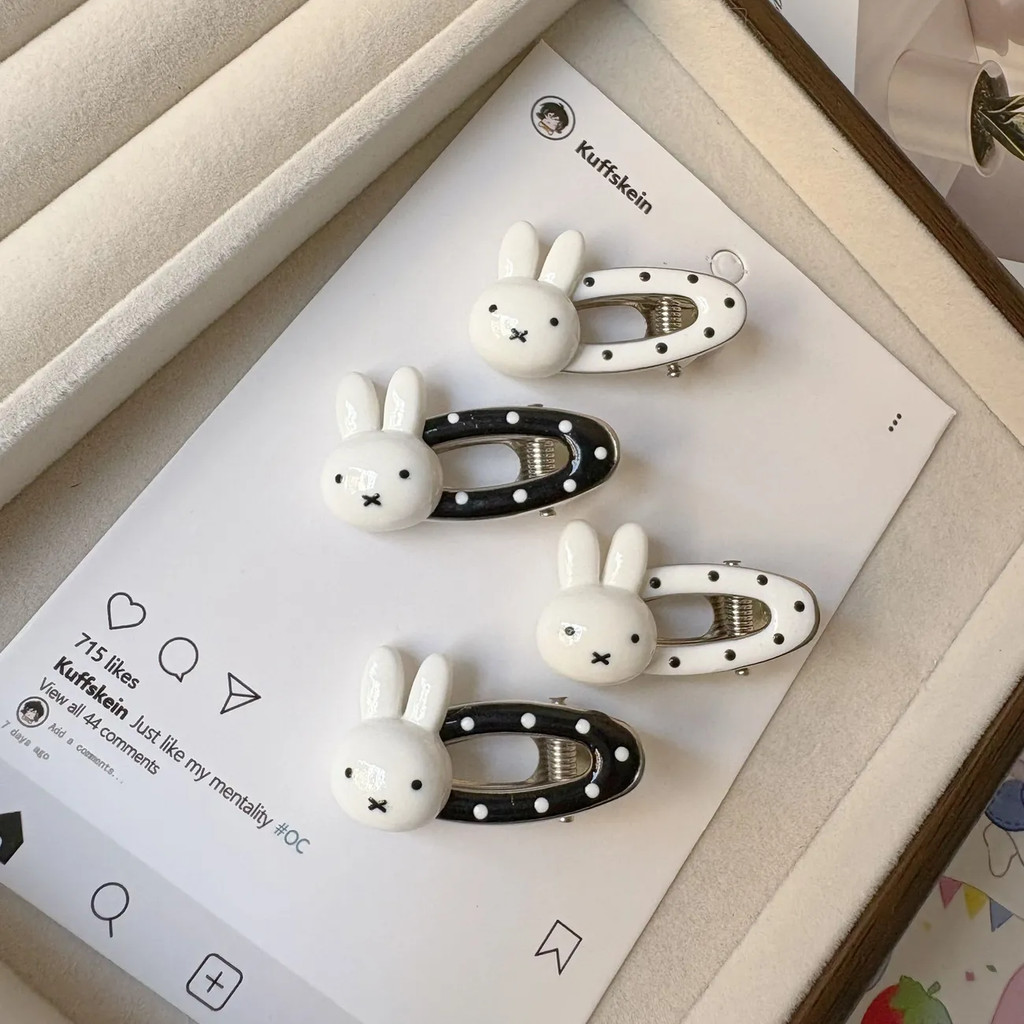 กิ๊บผมทรงสองมิติสไตล์ญี่ปุ่น แบบหัก มีลายโมเนียเมะ (Miffy) และจุดกลวงคลิป