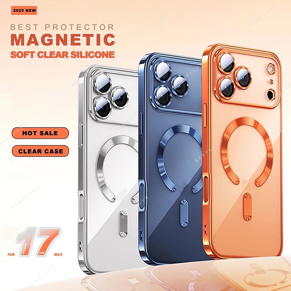 เหมาะสําหรับ ไอโฟน 17 13 16 17 15 14 มือโปร สูงสุด บวก 17อากาศ เคสป้องกันเคสป้องกันแม่เหล็กโปร่งใส