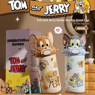 Pipjoy แก้วน้ำเด็กน่ารัก Tom & Jerry แก้วเก็บความเย็นหลอดดูด…