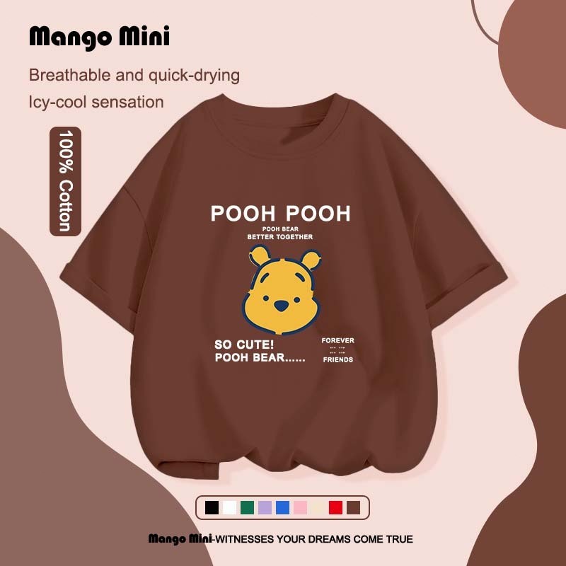 เสื้อเด็ก Winnie the Pooh cotton เสื้อยืดแขนสั้นสำหรับเด็ก ใส่สบาย นุ่ม พิมพ์สัตว์น่ารัก (ส่งเร็ว จัดส่งจากไทย)