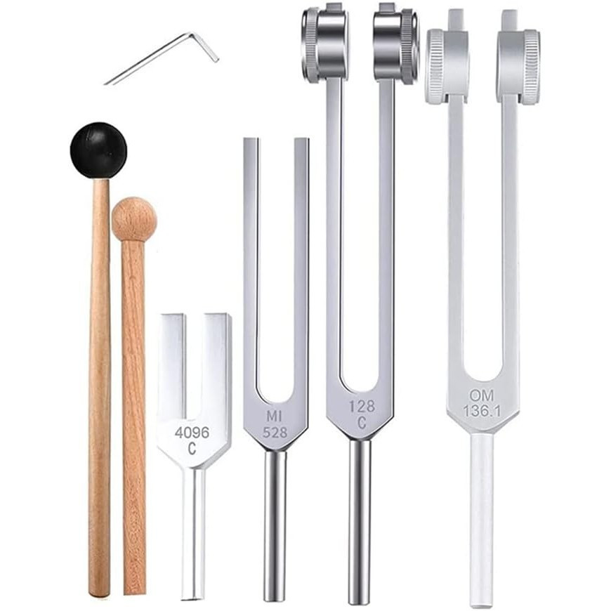 Jayzee Customing Fork Set 4 ชิ้น (128 Hertz, 136.1 Hertz, MI 528 Hertz, 4096 Hertz), ใช้สําหรับการรั
