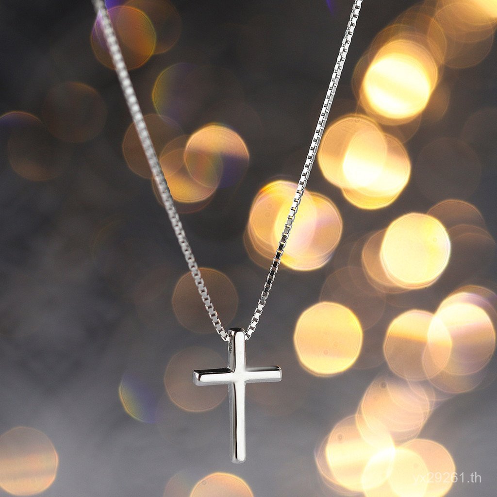 จี้คลาวิคเชน Cross Design โดดเด่น.Simple Niche เงินสเตอร์ลิง S925 .ACCESSORY สไตล์หรู 71NC