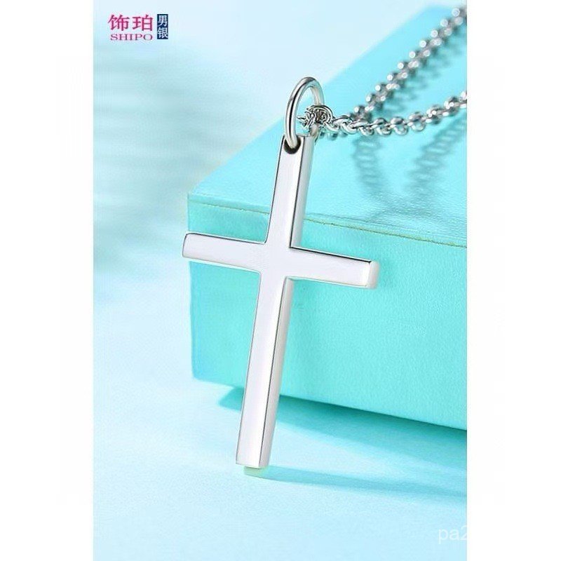 990จี้เงินบริสุทธิ์สาวถนนข้ามสวมใส่มันวาวชายการ์เดียนสร้อยคอเงินสเตอร์ลิงของขวัญที่ไม่ซ้ํากันเครื่อง