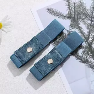 2pcs unisex เข็มขัดยางยืดสีพื้นไม่มีหัวเข็มขัดลำลองเข็มขัดที่มองไม่เห็นคนขี้เกียจ