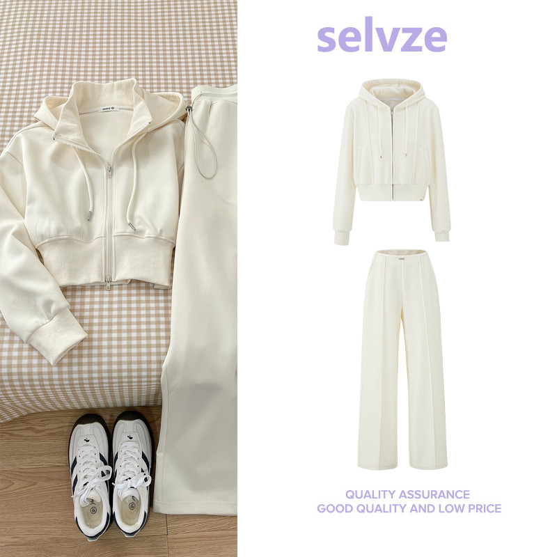 Selvze เสื้อฮู้ด กางเกง ชุดเซ็ท ฮู้ดมีซิป กางเกงวอร์ม กางเกงขาม้า เสื้อฮู้ด y2k คาร์ดิแกน เสื้อคลุม 