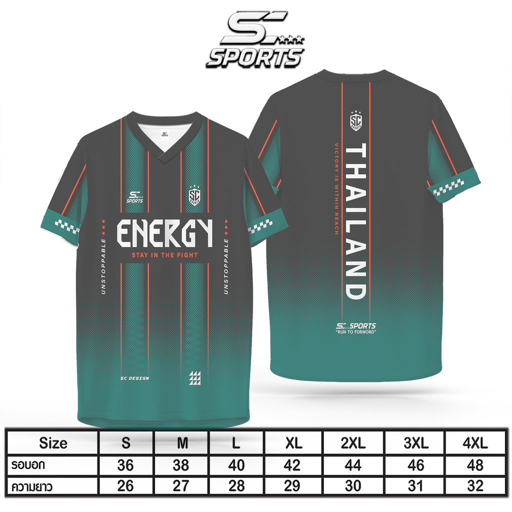 SC Sports เสื้อกีฬา พิมพ์ลายทั้งตัว  คอวี ใส่ วิ่ง เที่ยว หรือทำงานก็เท่ รุ่น V04-เขียว ราคา ถูกที่สุด ดีลบีเคเค แกลเลอรีภาพที่ 2