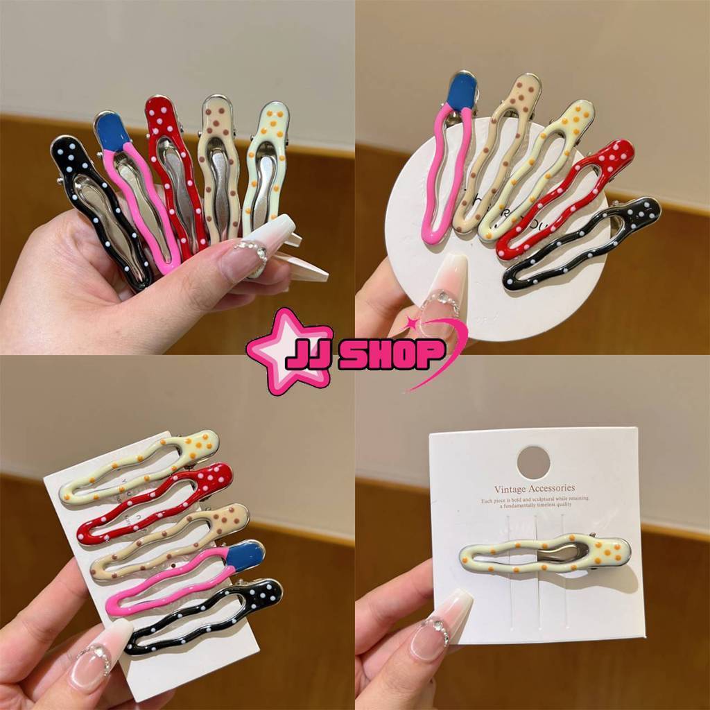 JJ Shop​💜พร้อมส่ง กิ๊ฟติดผ้าน่ารัก สีสดใสลายจุด ใส่สบายน่ารักมากคาวาอี้ "VO-55"