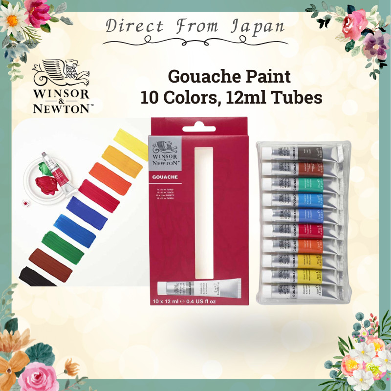 Winsor & Newton Gouache Paint Set – 10 Colors, 12ml Tubes