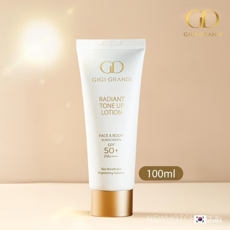 GIGI GRANDI โลชั่นกันแดดเรเดียนท์ โทนอัพ SPF50+ PA++++ สำหรับผิวหน้าและผิวกาย ช่วยให้ผิวดูเรียบเนียน